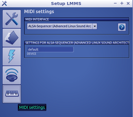 LMMS MIDI settings