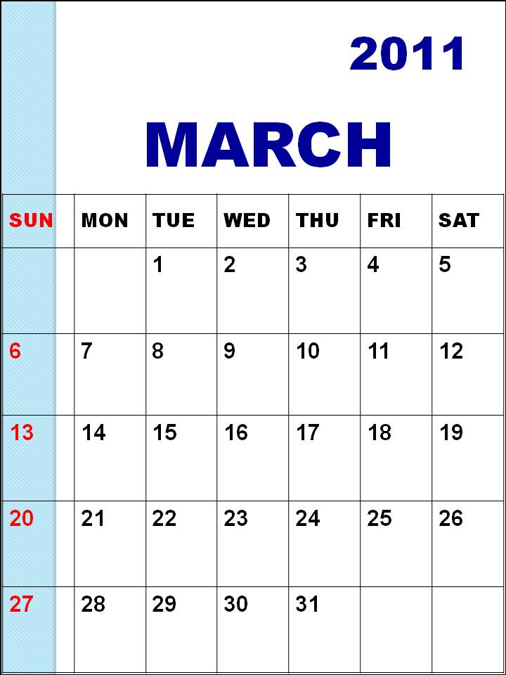 blank march calendar. lank march 2011 calendar