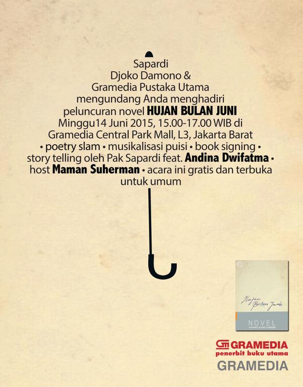 Peluncuran Novel Hujan  Bulan  Juni  Sapardi Djoko Damono 