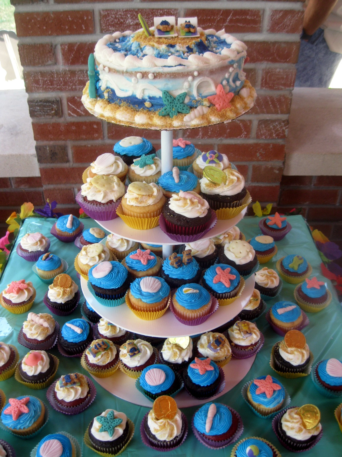 Beach-themed cupcake wedding