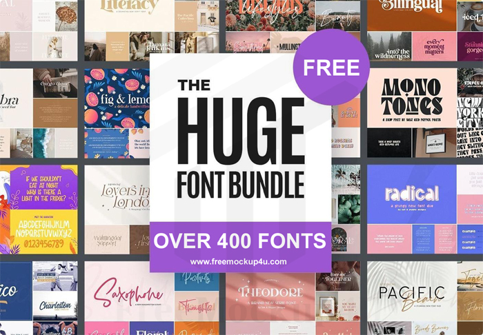 The HUGE 400+ Font Mega Bundle Pack