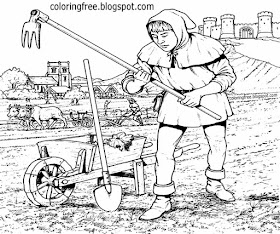 English land work teenagers printable medieval farm coloring pages castle landscape drawing designs