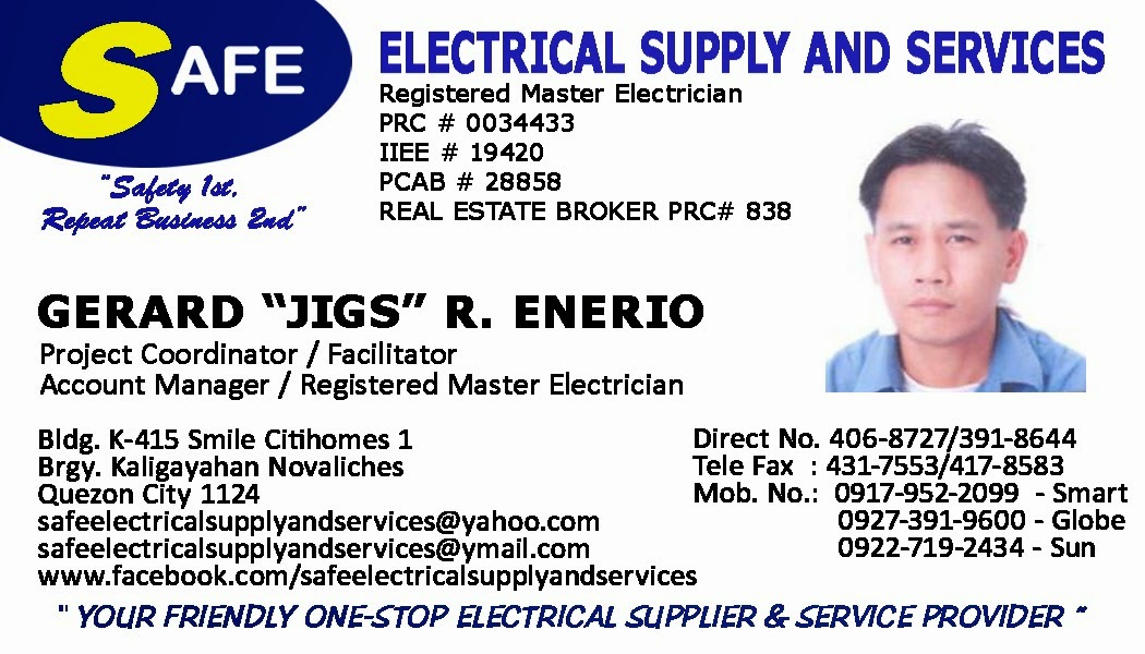 YOUR PHILIPPINE ONLINE ELECTRICAL SUPPLIER-CONTRACTO SKYPE JIGZENERIO