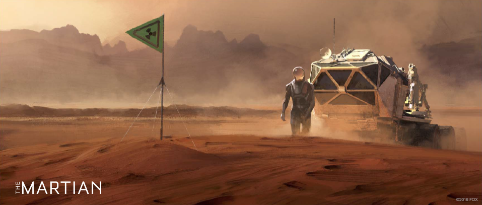 Concept art for The Martian - Mark Watney, rover and the RTG