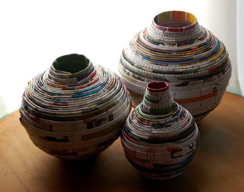 daily paper fix: recycled magazine vases