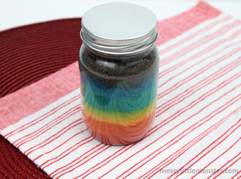 Rainbow colored salt - rainbow art project for kids