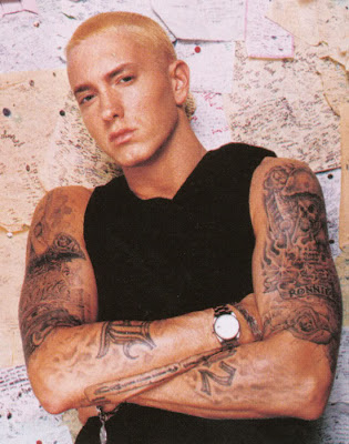Eminem is a top rock star and how can he remain without tattoos