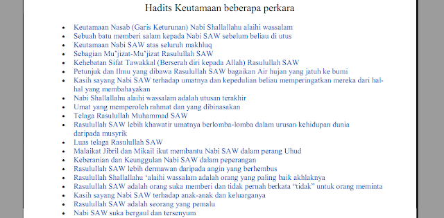 Hadist Keutamaan Beberapa Perkara