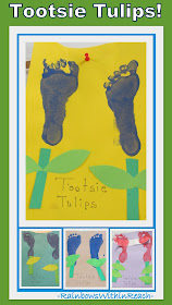 photo of: "Tootsie Tulips" from painted footprints in Preschool 