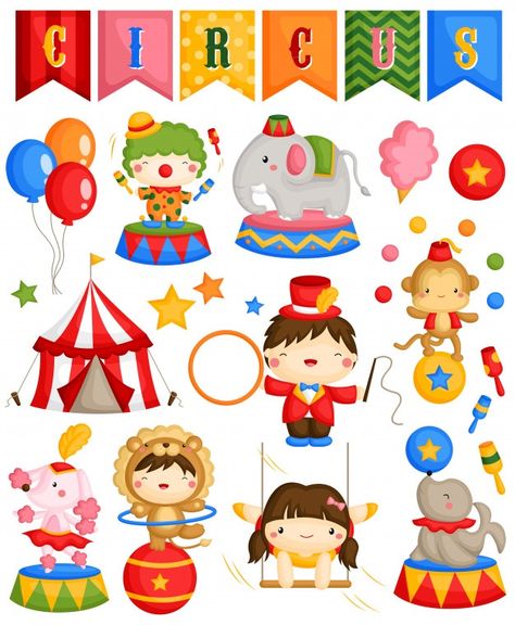 Circus Babies Toon Version: Free Printable Cake Toppers.