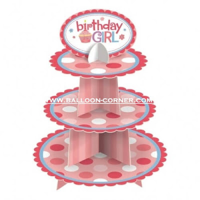 3 Tier Cake Stand Motif Polkadot Pink Putih (SALE PRICE)