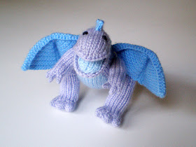 knitted and crocheted blue and purple dragon by morrgan