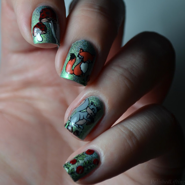forest animal nail art