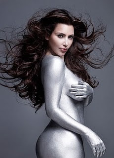  Kardashian Silver Body Paint on Kim Kardashian Sexy
