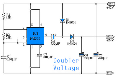 Simple Doubler Voltage 12 to 24 VDC Circuit