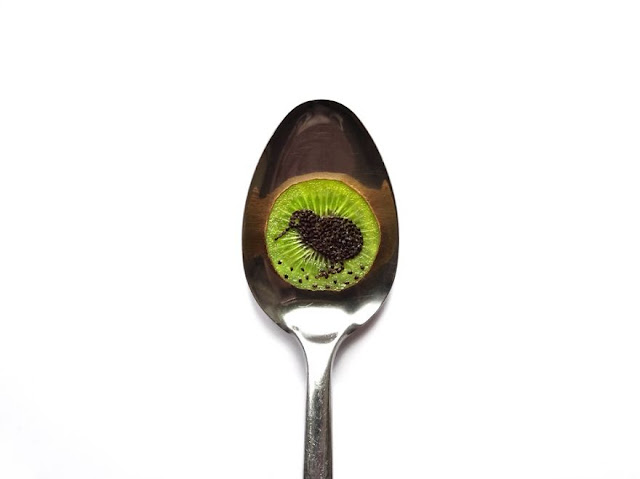 Amazing food art using spoon as a canvas