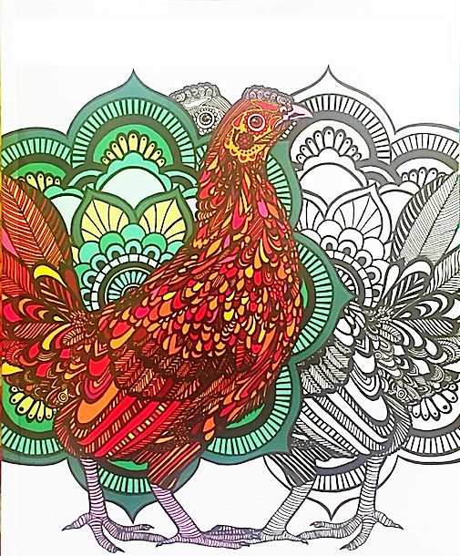 Download Hahnmalbuchvektor für Erwachsene-Mandala-Rooster coloring ...