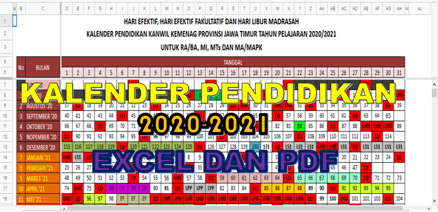 Download Kalender Pendidikan 2020 2021 Excel Dan Pdf Guru Berbagi