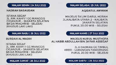 Jadwal Majlis Nurul Musthofa 24-30 Juli 2022
