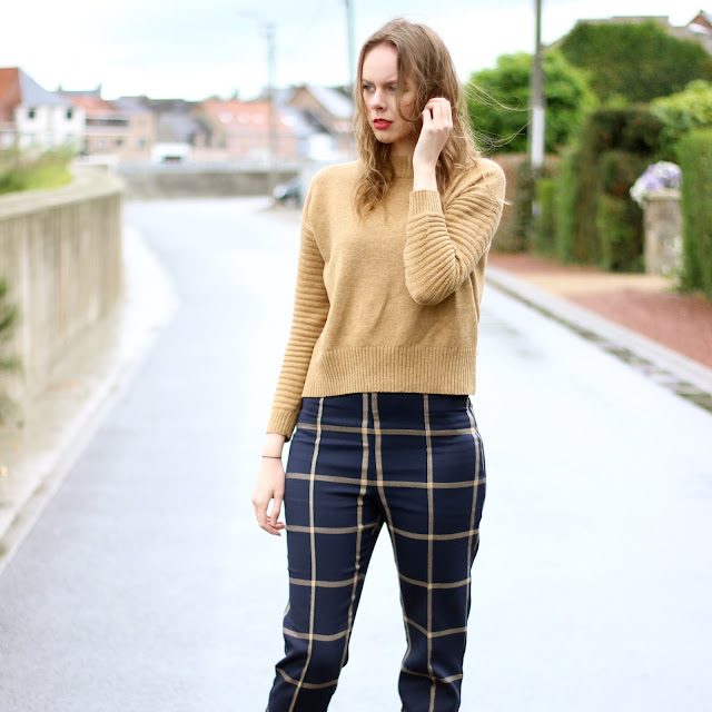 checked trousers fall outfit