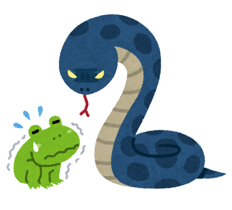 蛇に睨まれた蛙のイラスト かわいいフリー素材集 いらすとや 蛇に睨まれた蛙のイラスト かわいいフリー素材集 いらすとや