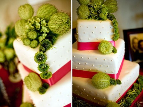 Gorgeous selection of pink and green wedding cakes to inspire you