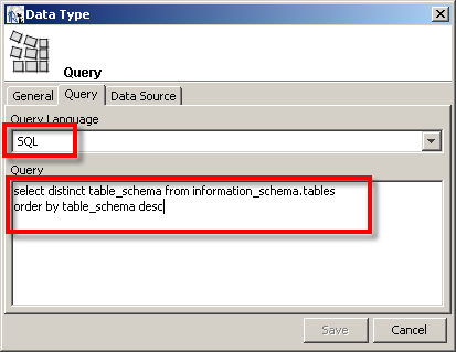 jasper reports define SQL for input control