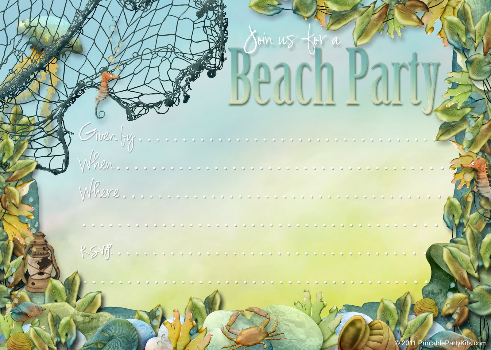 Free Beach Party Invitations 4