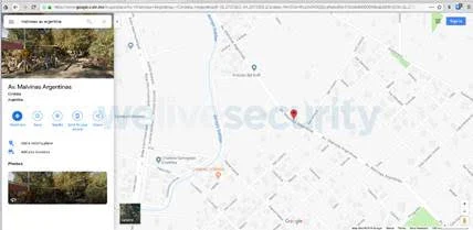Ubicación en Google Maps donde supuestamente se encuentra el dispositivo robado