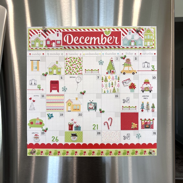 12x12 December Christmas Calendar Scrapbook Page layout