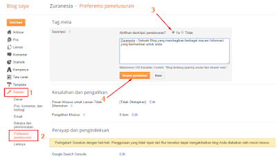 Cara mengaktifkan meta description pada blog 2