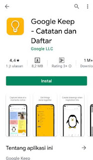 tangkap layar google keep di play store