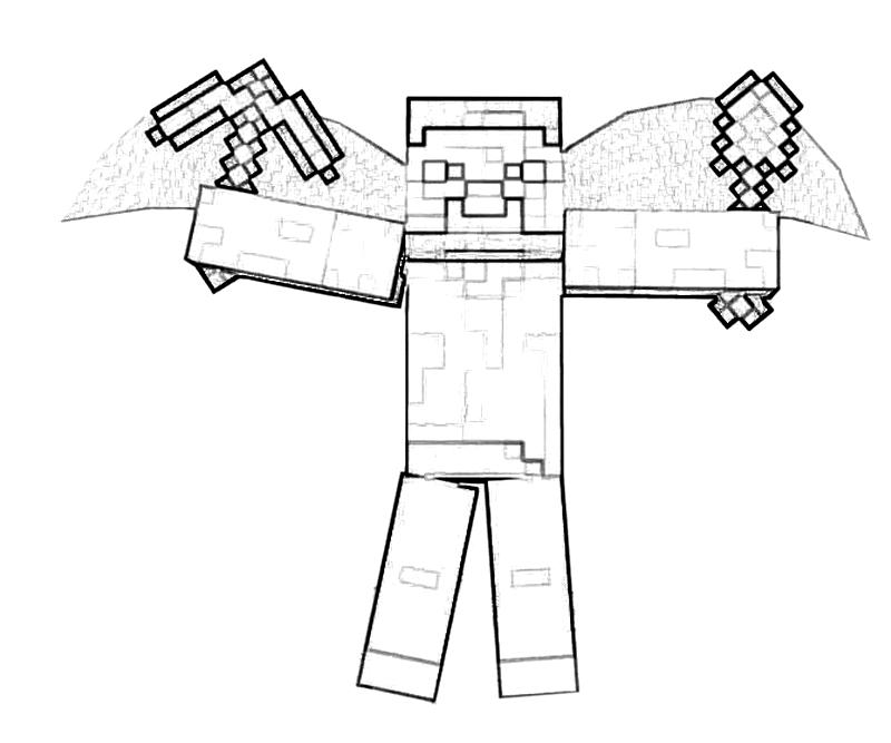 Printable Minecraft Character Action Coloring Pages title=