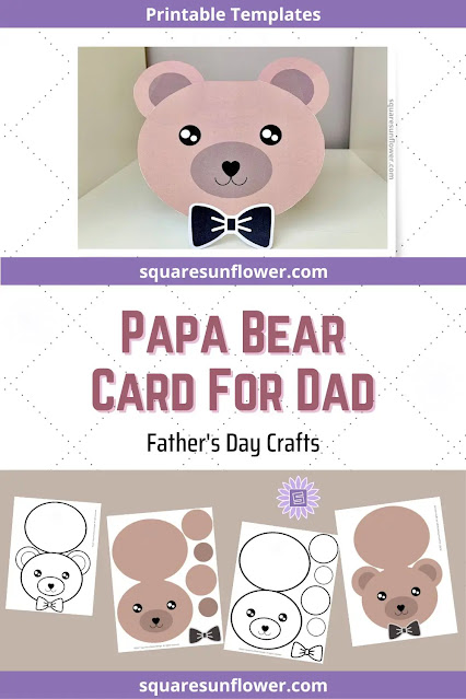 Cute Papa Bear Card Template For Father's Day