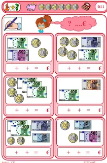 Jeu sur la monnaie à imprimer à 3 chiffres