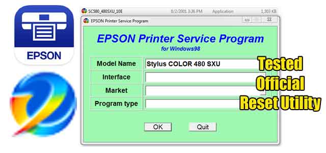 Epson Stylus Color 480 SXU Adjustment program (Reset Utility)