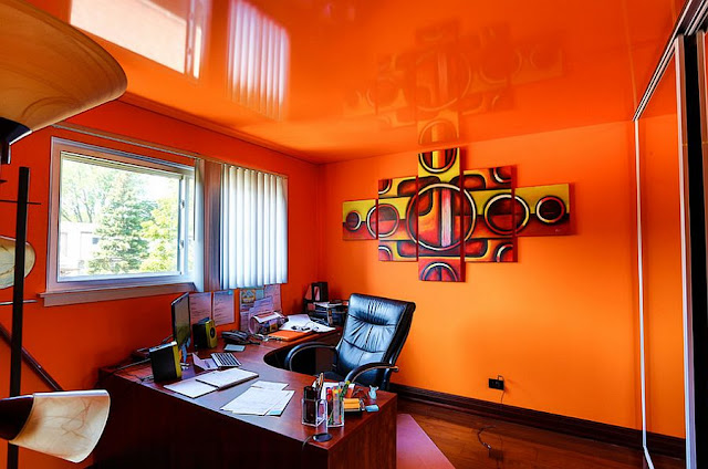 Desain Interior Cat Rumah Warna Orange