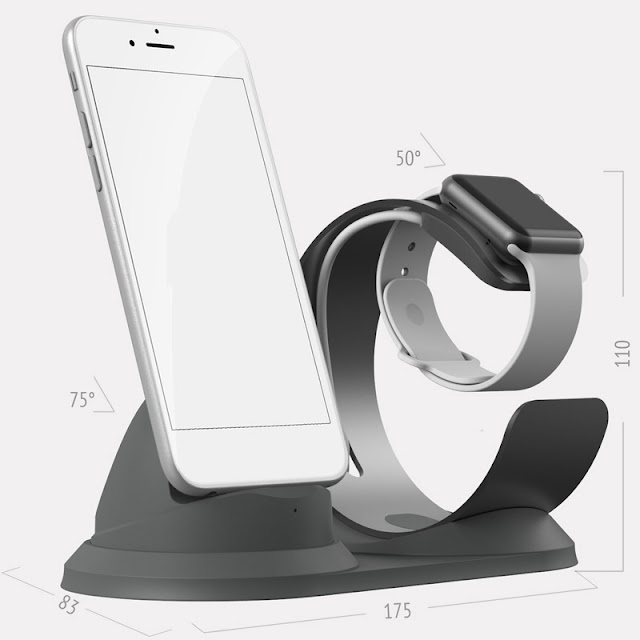 2 In 1 Aluminum Alloy Charging Dock Station Phone Holder Watch Holder For iPhone Apple Watch