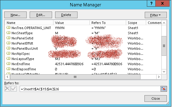 Formulas -> Name Manager