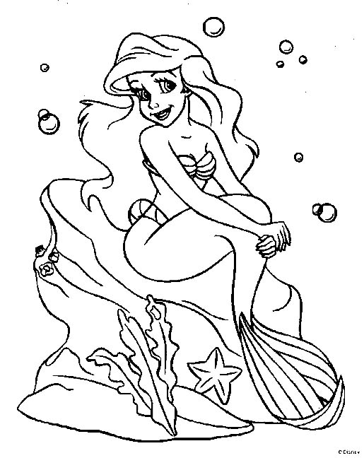 Litle Mermaid Disney Pincess Ariel Coloring Pages title=