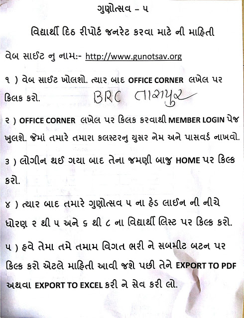 GUNOTSAV 5 STUDENT WISE LIST DOWNLOAD KARVA MAATE NA STEP,