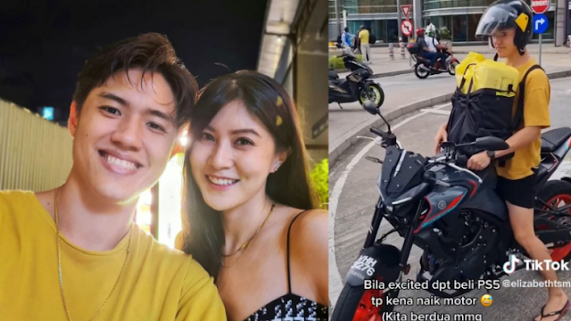 Elizabeth Tan dan suami naik motosikal redah hujan, tak malu mengaku tiada kereta