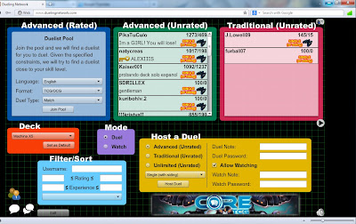 Yugioh online lobby at dueling network