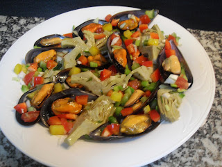 Mejillones y alcachofas con vinagreta