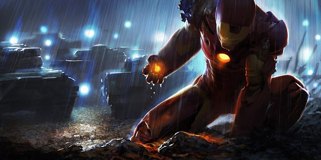   Iron Man Comic Marvel Heroes Superhero Raining Tanks HD Wallpaper Desktop PC Background a183.