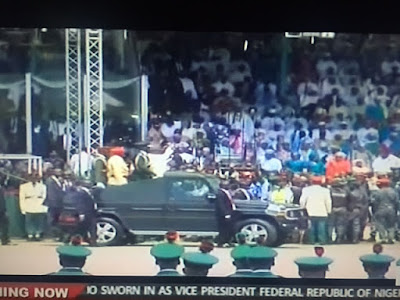 General Buhari takes his first ride as President of Nigeria in an Open top G Wagon 6
