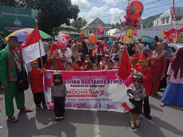 Karnaval Perdana, TK ABA Hungayonaa Meriahkan HUT Kemerdekaan Ke - 77 Republik Indonesia