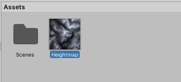 The heightmap in the Assets panel