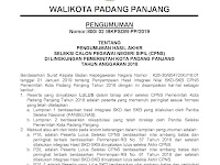 Pengumuman Hasil Akhir CPNS 2018 Kota Padang Panjang