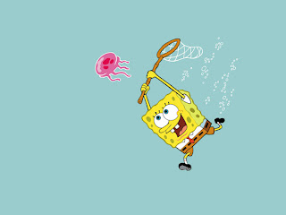 Sponge Bob Chasing Jellyfish Wallpaper